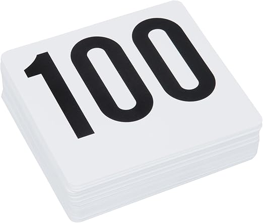 ROY TN 1 100 -Royal Industries Number 1-100 Plastic Number Card Set, Plastic, 4'' by 4'', White Base with Black Numbers