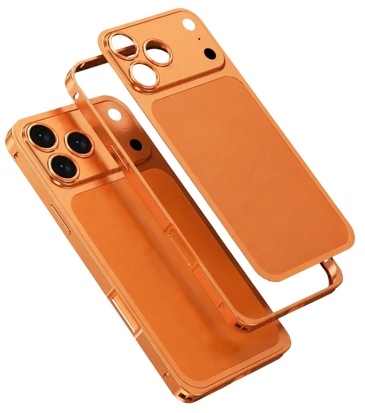SHINESTAR Aluminium Converter Kit for iPhone 14 Pro to iPhone 17 Pro | Premium Aluminium Back Plate & Metal Side Frame | Peel & Stick Installation | Full Camera Lens Protection | Copper Orange-image-47