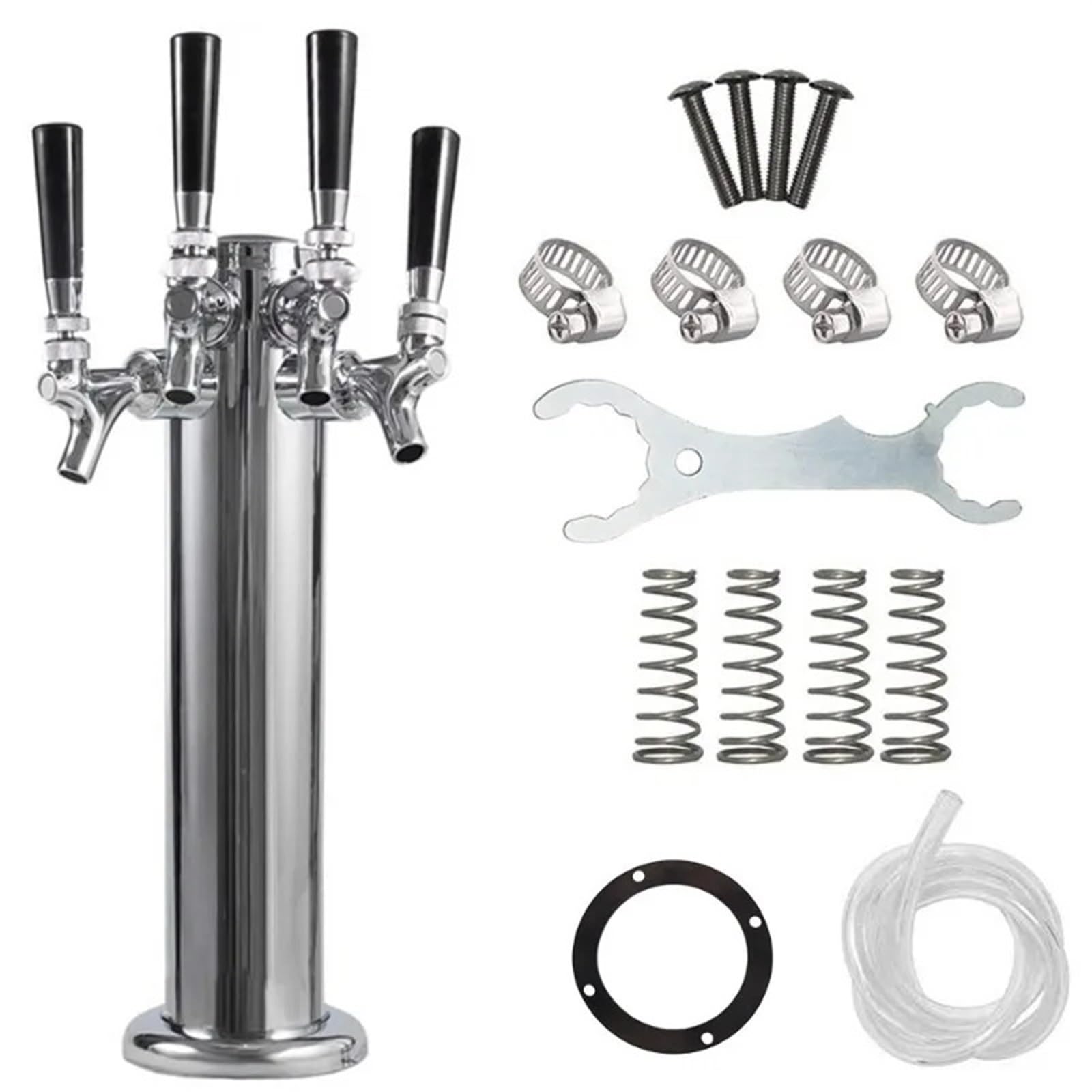 Tirador De Cerveza para Casa Columna de Cerveza de Metal de Acero Inoxidable de un Solo Cabezal, Doble Cabezal y Tres Cabezales con Grifo de Cerveza en la Torre(Double Head)