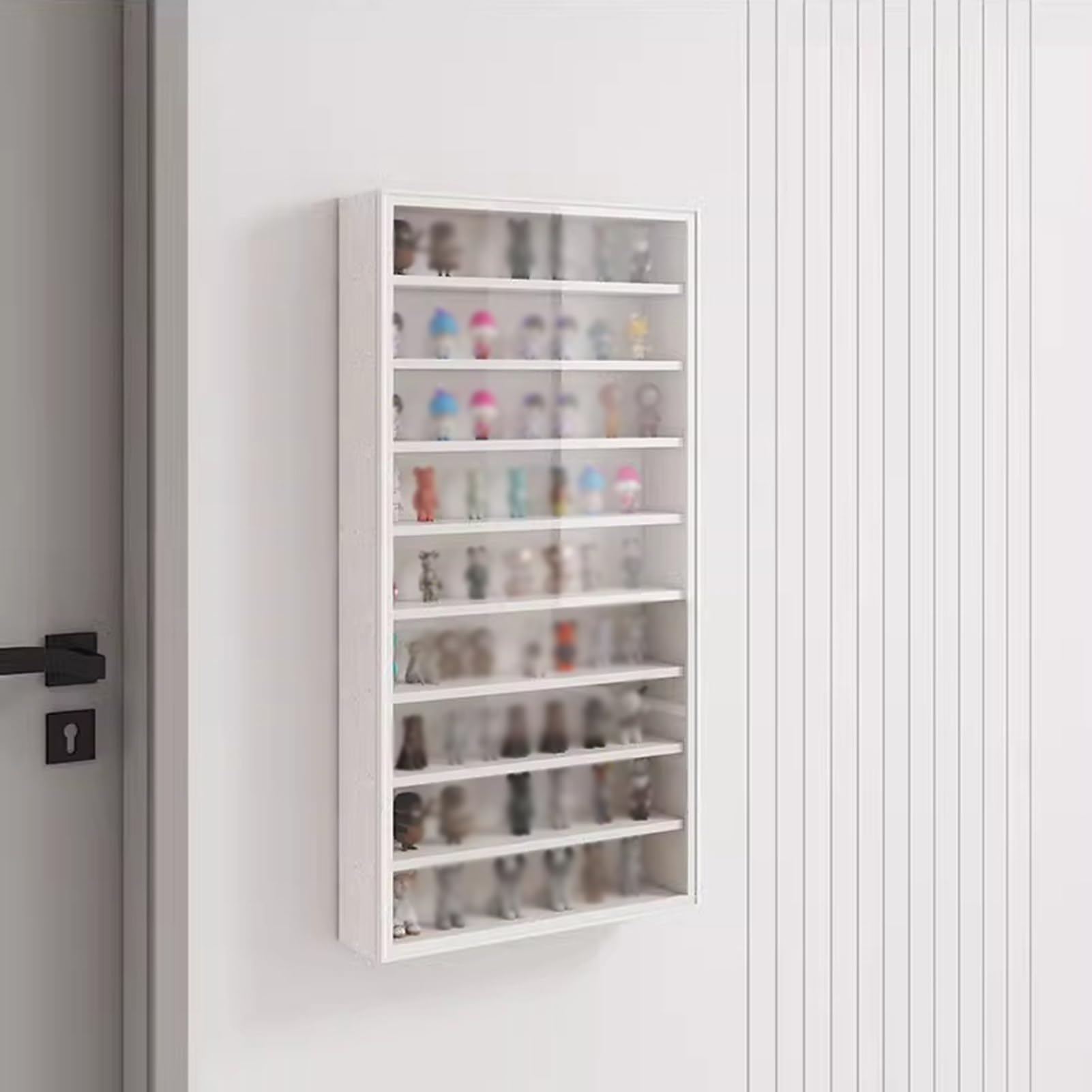 Clear Display Case for Figures, Glass Display Case, Cassette Box Showcas, Display Box for Collectibles for Collectibles Action Figures Mart(White,40x12.5x71.2cm)