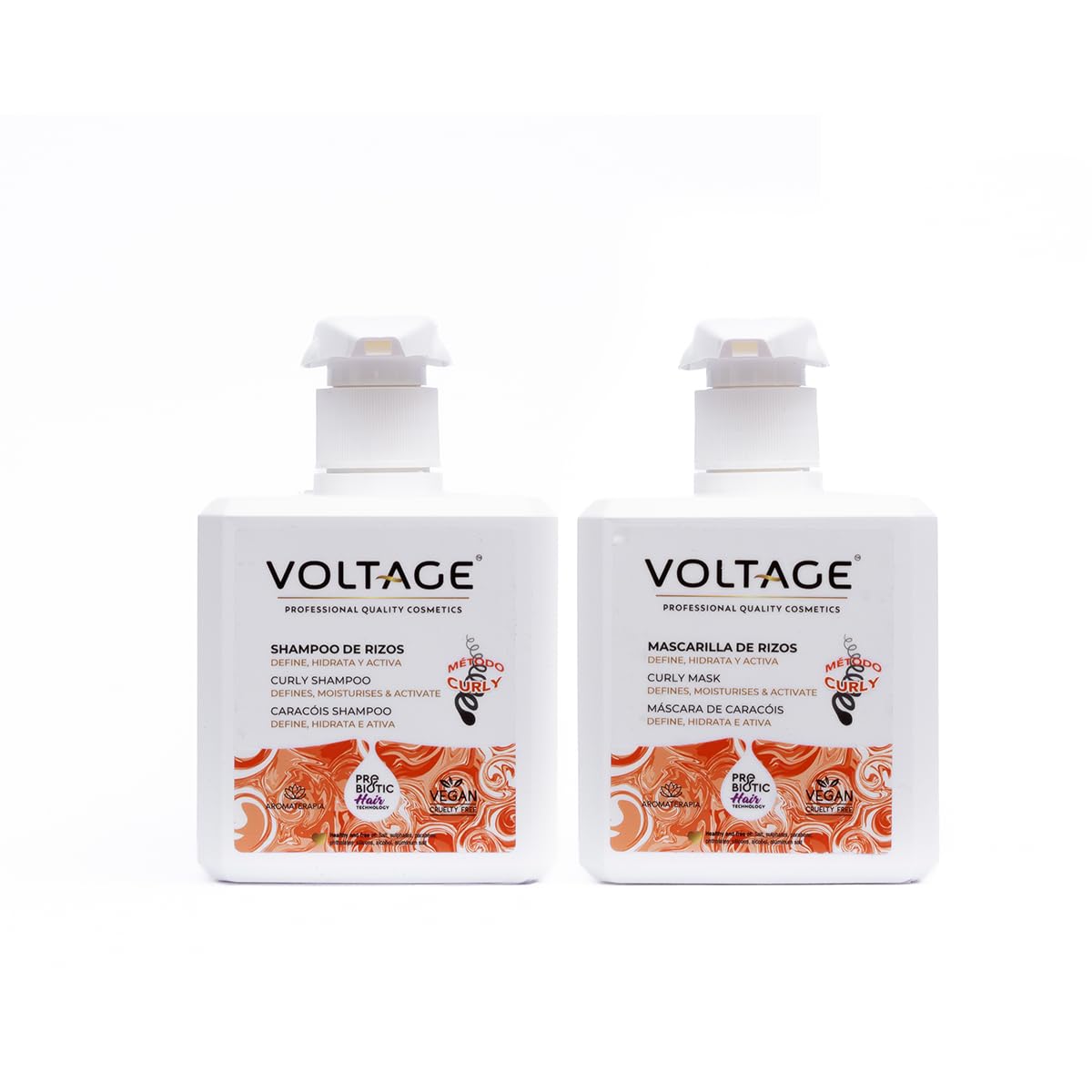 Voltage Cosmetics - Pack Método Curly - Champú y Mascarilla Pelo - 500 ml cada uno - Previene el Efecto "Build Up" y el Frizz - Rizos Definidos - Tratamiento Hidratante Cabello