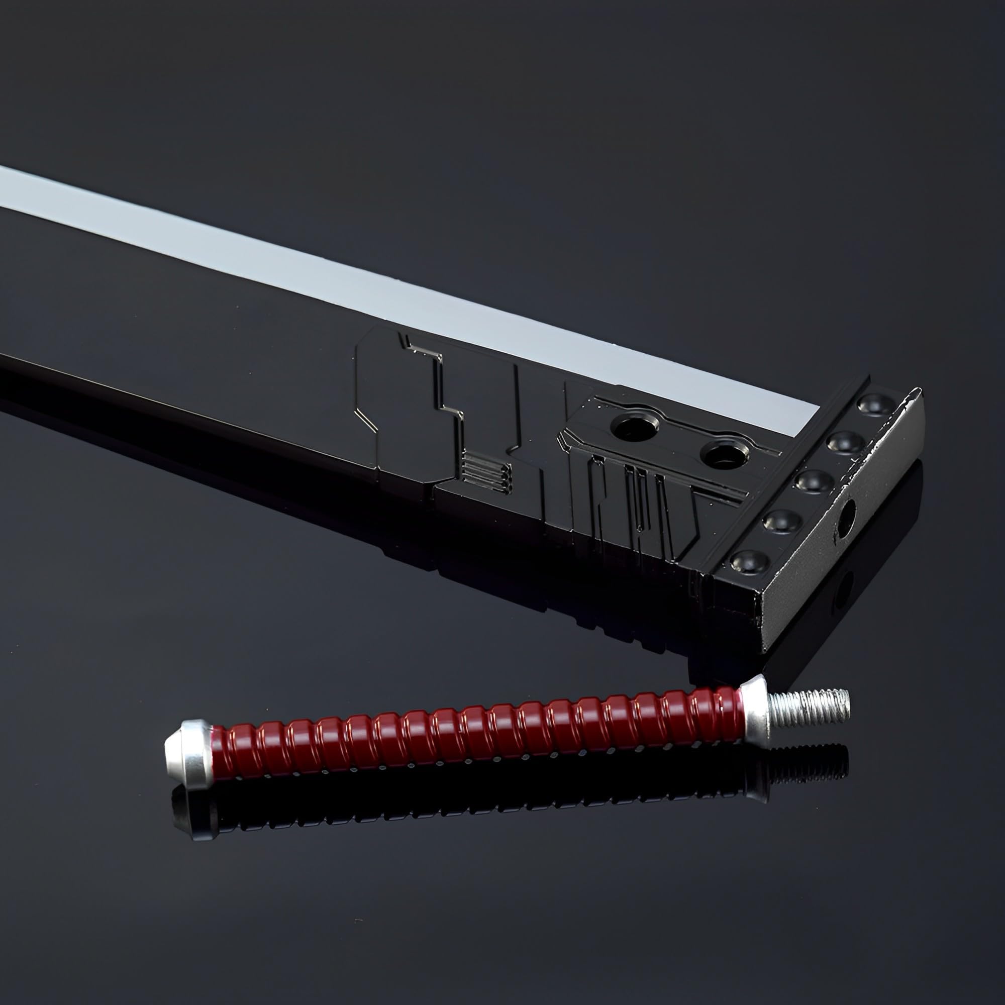 Modelo de Espada Larga, Modelo de Espada Gigante Buster, Longitud: 35 cm, Totalmente metálico, con Soporte exhibición(Black)
