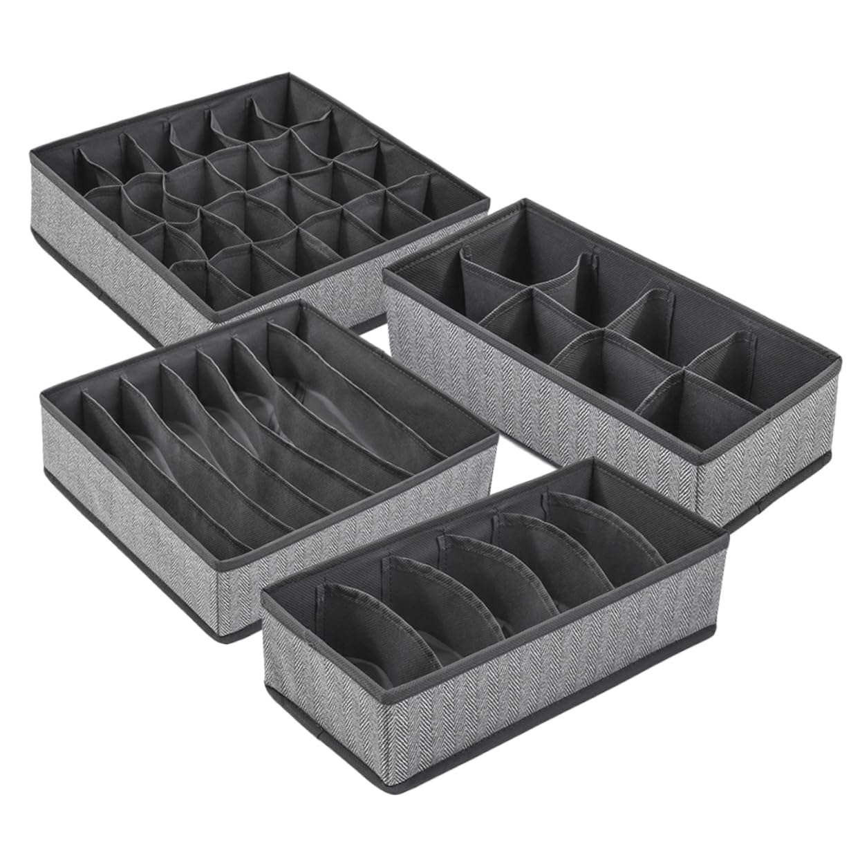 Gatuida Organizer per Biancheria Intima e Calzini Non Tessuto e Oxford Set 4 Pezzi Resistente e Pieghevole 7-8 Scomparti Colore Casuale per Cassetti e Armadi