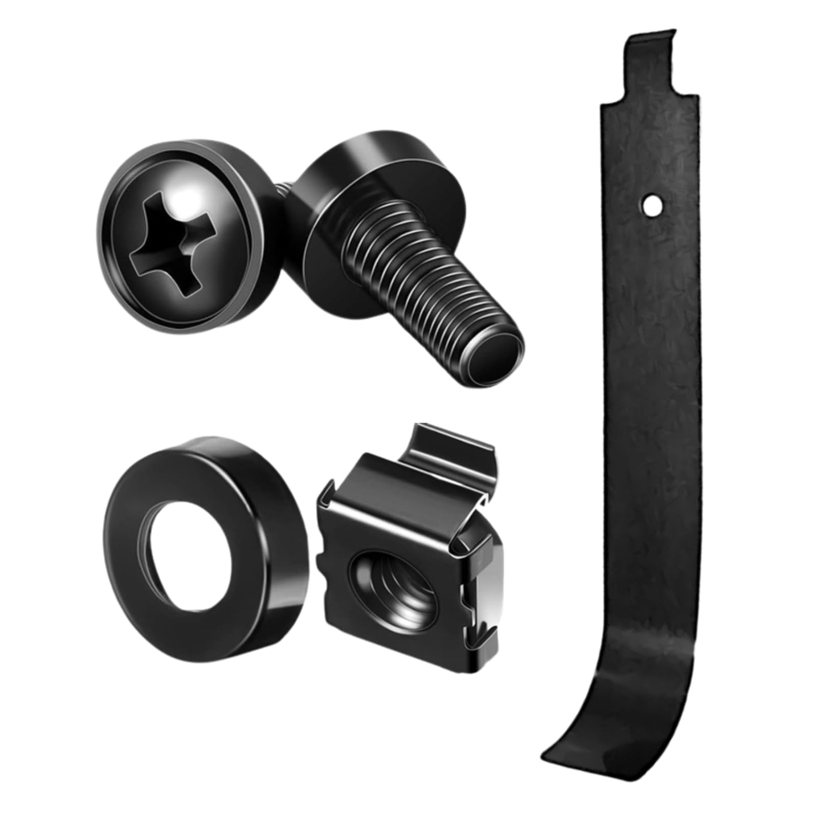 50 Pack M6 Rack Mount Cage Nuts, Screws and Washers w/Insertion and Removal Tool for Rack Mount Server Cabinet, Server Shelves, Routers, Patch Panel, Cable Ties (Cage Nut/Screw+Tool)