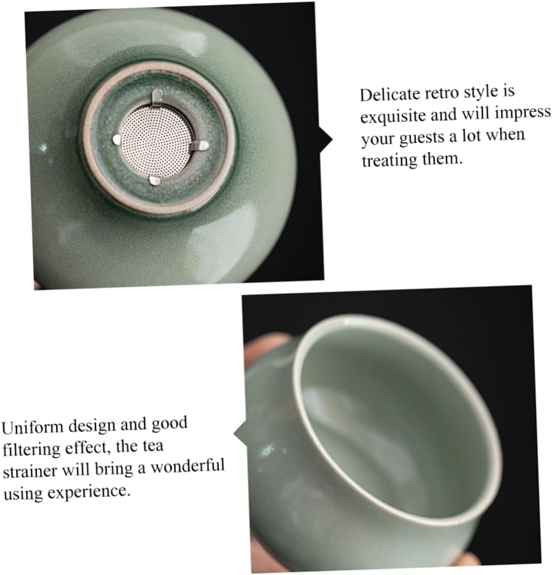 PRETYZOOM Tea Filter Rest Strainer Tea Residue Filter Tea Leaf Filter Ceramic Tea Strainer