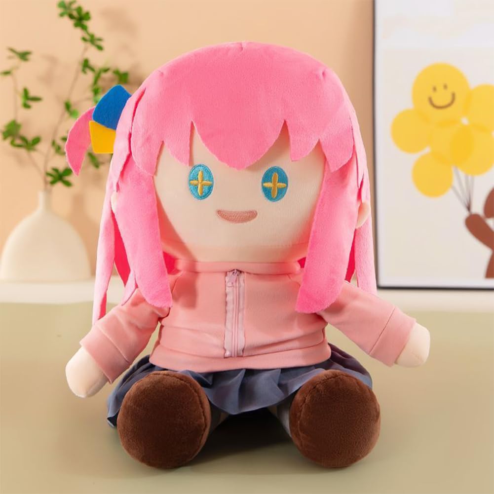 Goto Hitori Plüschfigur, 38 cm, Goto Hitori, gefülltes Plüschkissen, sitzende Pose, Anime, weiches Kissen, Heimdekoration, Sammlerstück, Geschenk