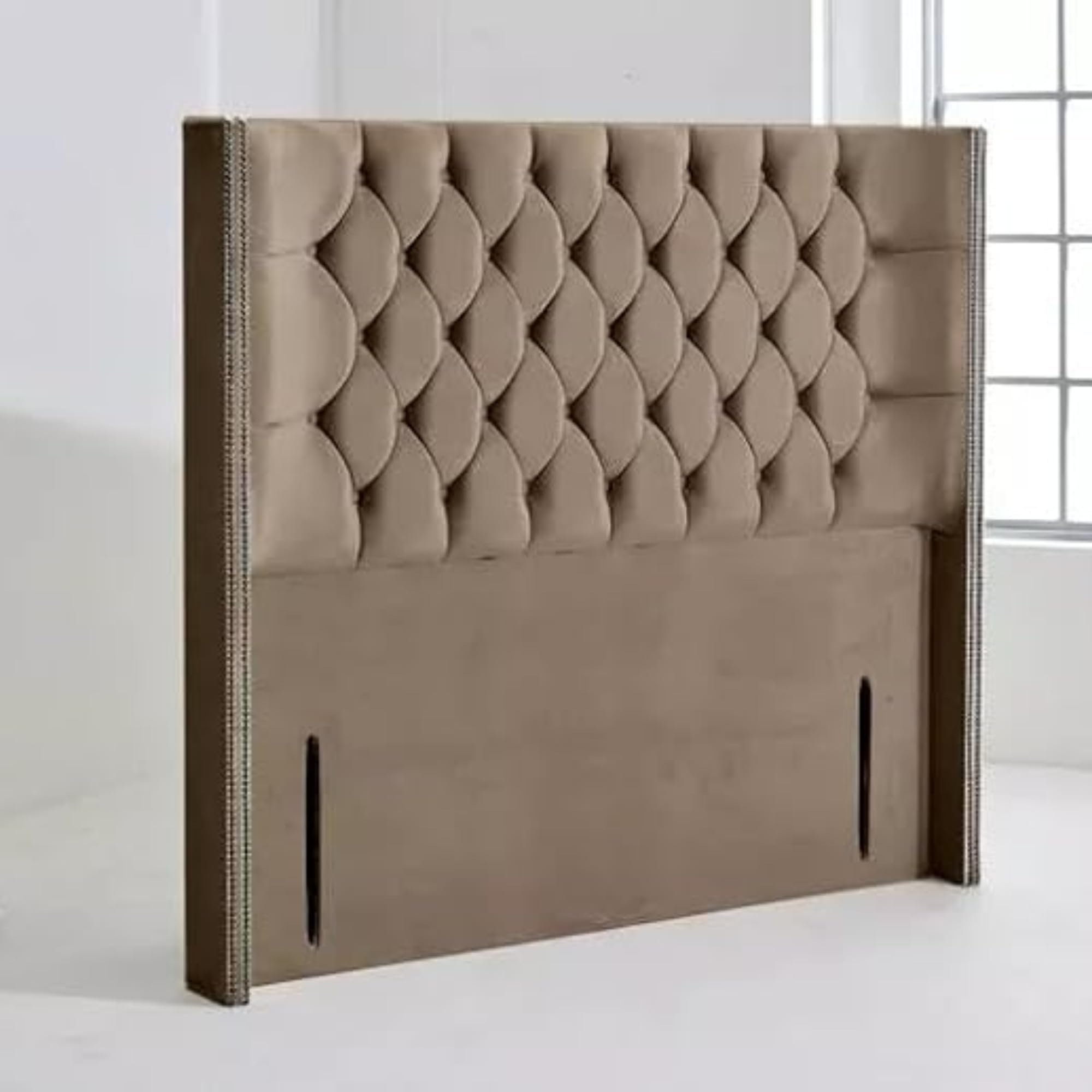 HB-1 Headboards for Beds - Chesterfield Wingback Divan Bed Headboard - 50" Soft Plush Velvet Tall Elegant Design Headboards for Divan Beds, Home Bedroom Hotel Furniture (Mink Plush, 3FT Sing)