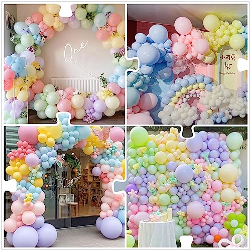 Image of 412pcs Pastel Balloon Garland Arch Kit 18 12 10 5 Inch Different Sizes Macaron Assorted Colors Balloon Latex Colorful Balloons for Baby Shower Girls Birthday Wedding Easter Rainbow Party Decoration