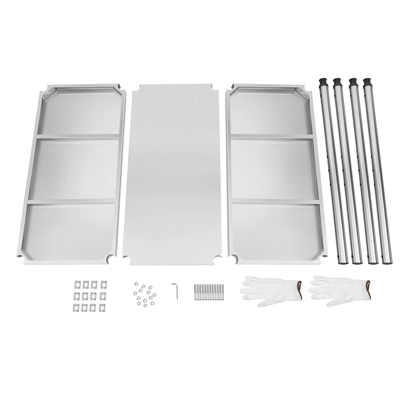 MBUYI - Scaffalatura per carichi pesanti, 80 x 40 x 80 cm, 3 ripiani, in acciaio inox, carico 50 kg, per scaffale, cantina/garage
