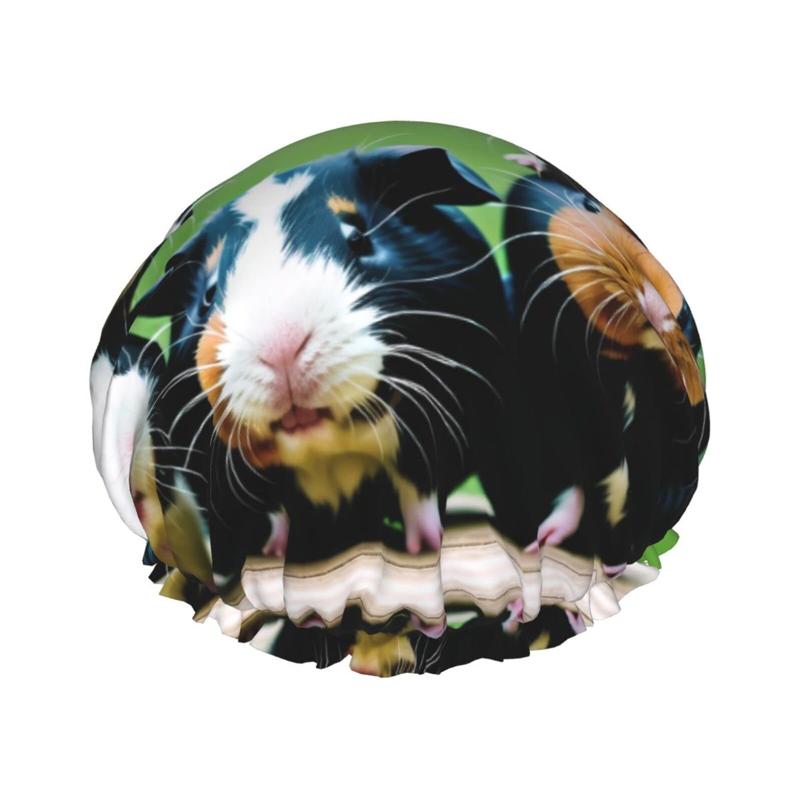 Cute Cavyes Shower Cap & Bath Cap, Double Protection& Elastic, Reusable Waterproof Hair Cap With Peva Lining