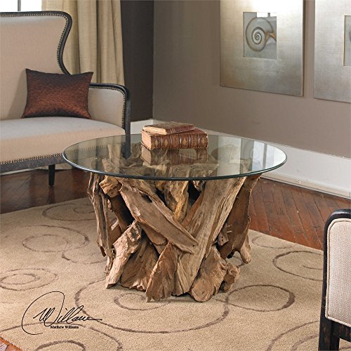 NR Lighting Driftwood Glass Top Cocktail Table