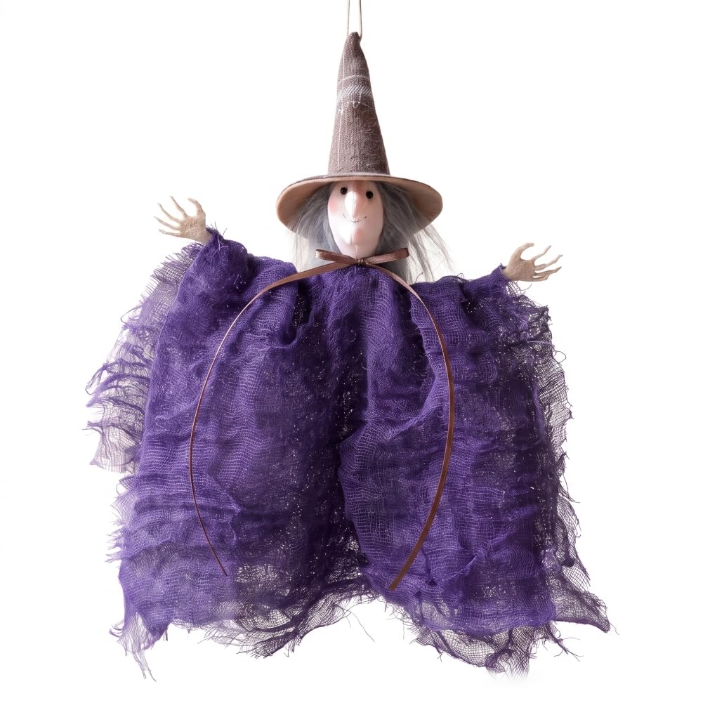 Halloween Tree Decorations, Hanging Witch Halloween Ghost Decorations For Haunted House Parties, Purple