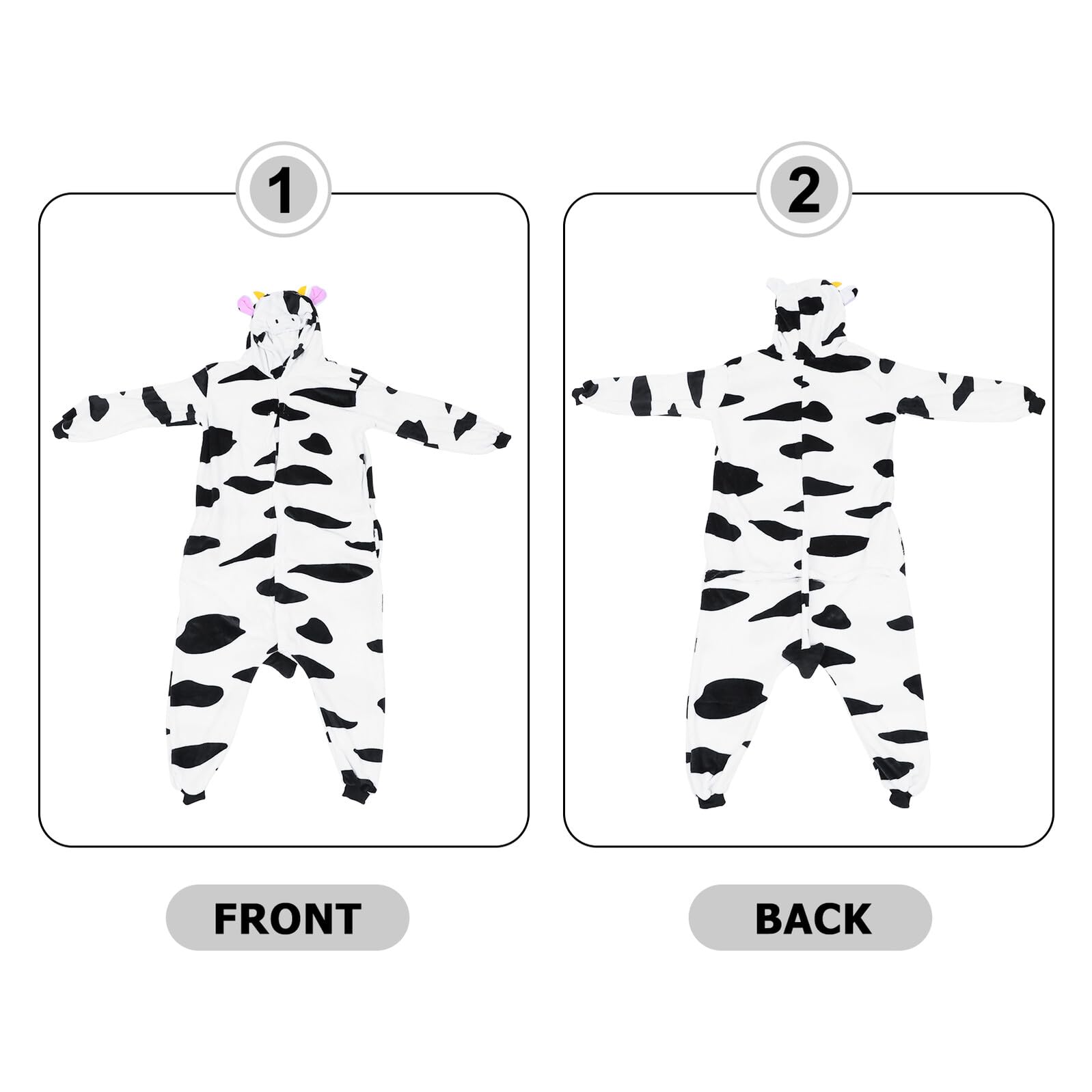 BESTonZON Pigiama da Notte in Flanella a Tema Cartoni Animati Stampa Mucca, Camicia da Notte Creativa Invernale per Donne, Comodo Costume Cosplay per Feste Natalizie e Relax a Casa