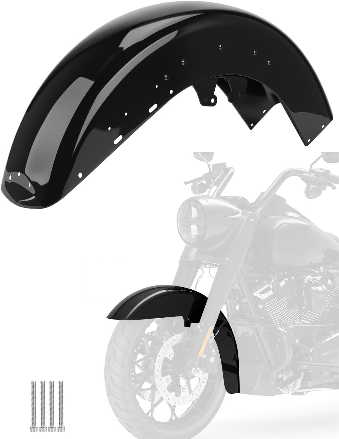 Motorcycle Front Fender 17'' 18'' 19'' 21'' Wheel Wrap Metal Front Mudguard Compatible with Harley Touring Street Road Glide 2014-Up for Road Glide 2015 Later