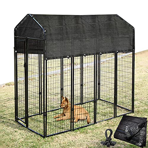 Dog Kennel Shade Cover 90% Sunblock Shading Cloth Net Mesh Tarp 10X10 Ft For Outdoor Large Pet Crate With 12 Ball Bungee Cords #TOP4