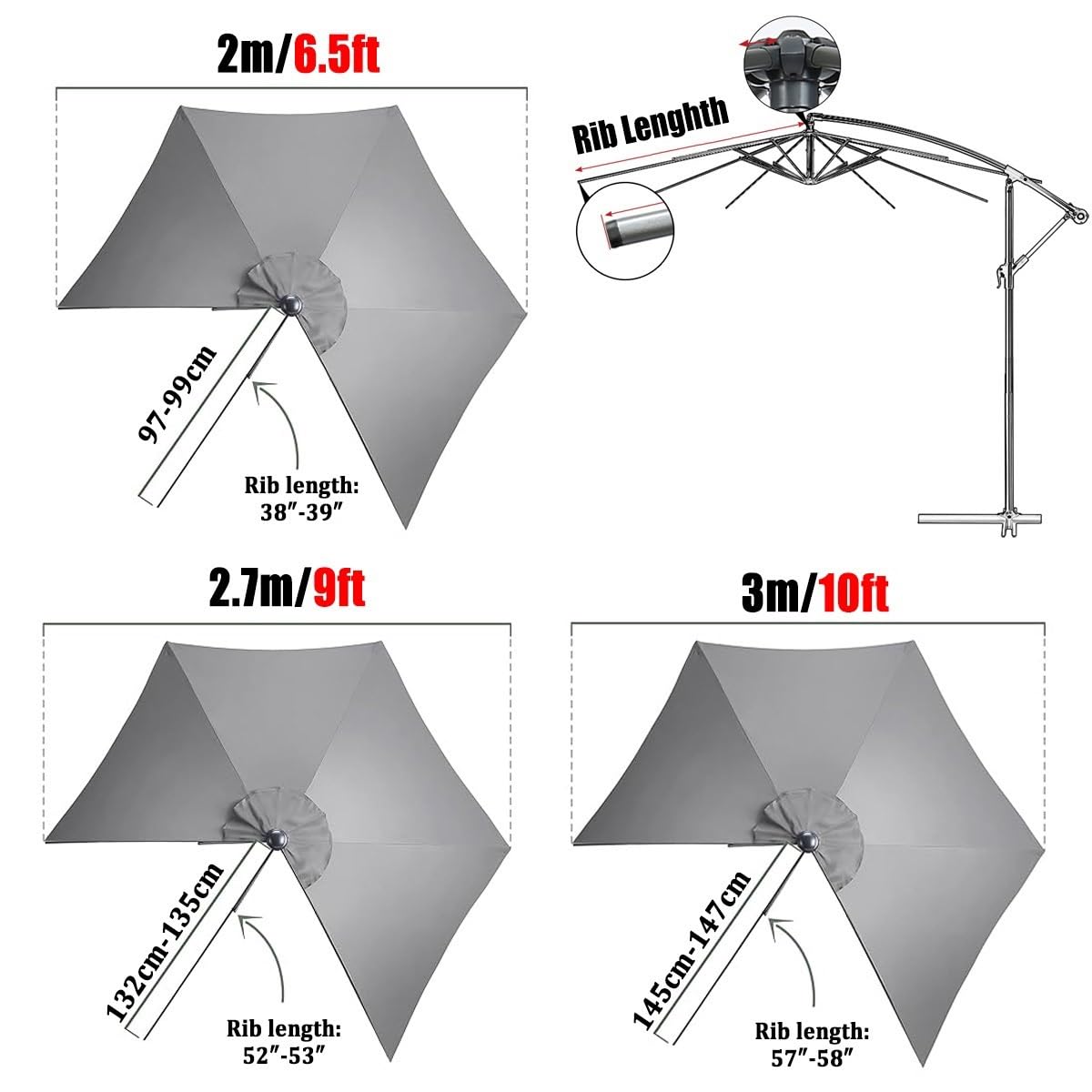 Pokrowiec na parasol Φ2M/Φ2,7M/Φ3,0M, wodoodporny i oddychający, do żeber 6/8, idealny do basenu na patio, plaży lub jako trwałe schronienie na zewnątrz.