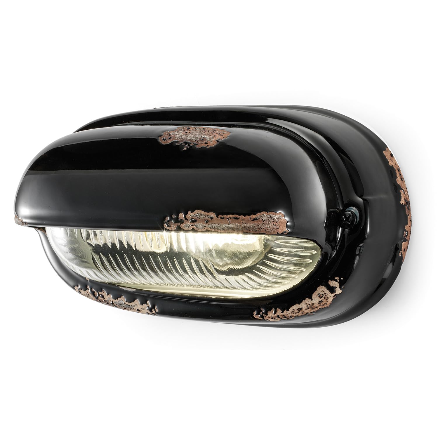 Ferroluce Retro Wandleuchte Horizontal, Schwarz