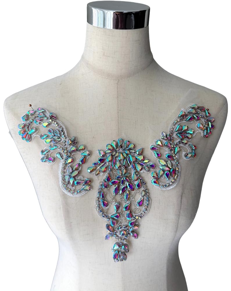 Applique en perles de strass AB ornement de mercerie pour robe de mariée et ceinture