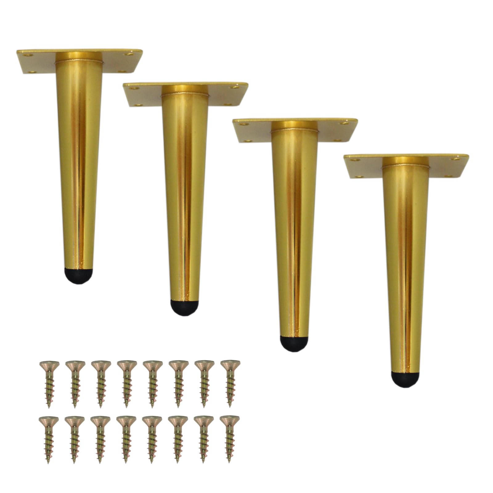 WEICHUAN Straight Furniture Legs Replacement Metal Gold Sofa Couch Chair Ottoman Loveseat Coffee Table Cabinet Legs(6" Set of 4)