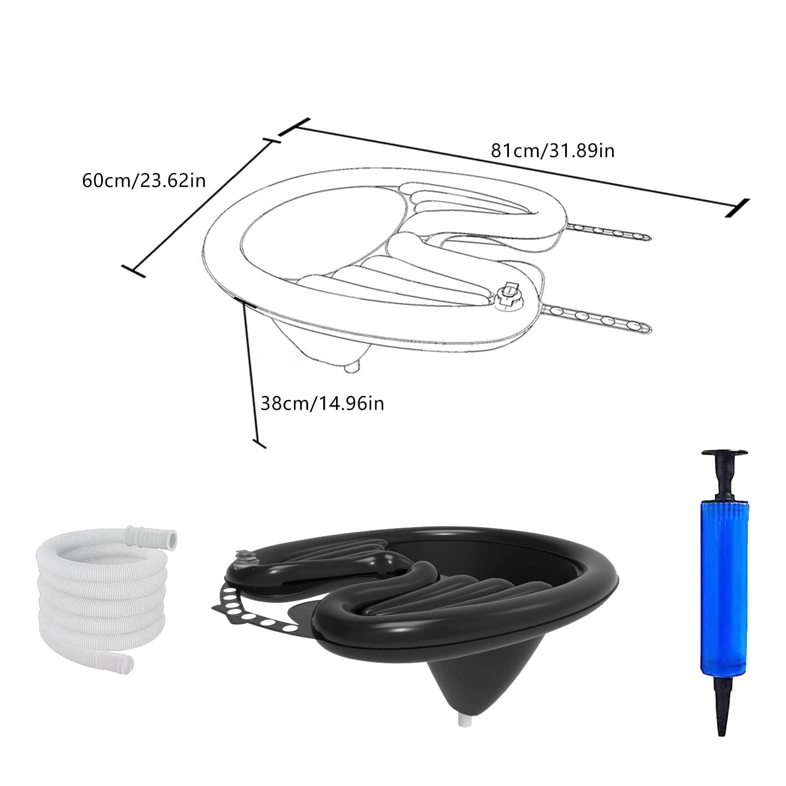 CDIYTOOL Bacino gonfiabile portatile per shampoo, per salone mobile, in PVC, pieghevole, per lavare i capelli, nero