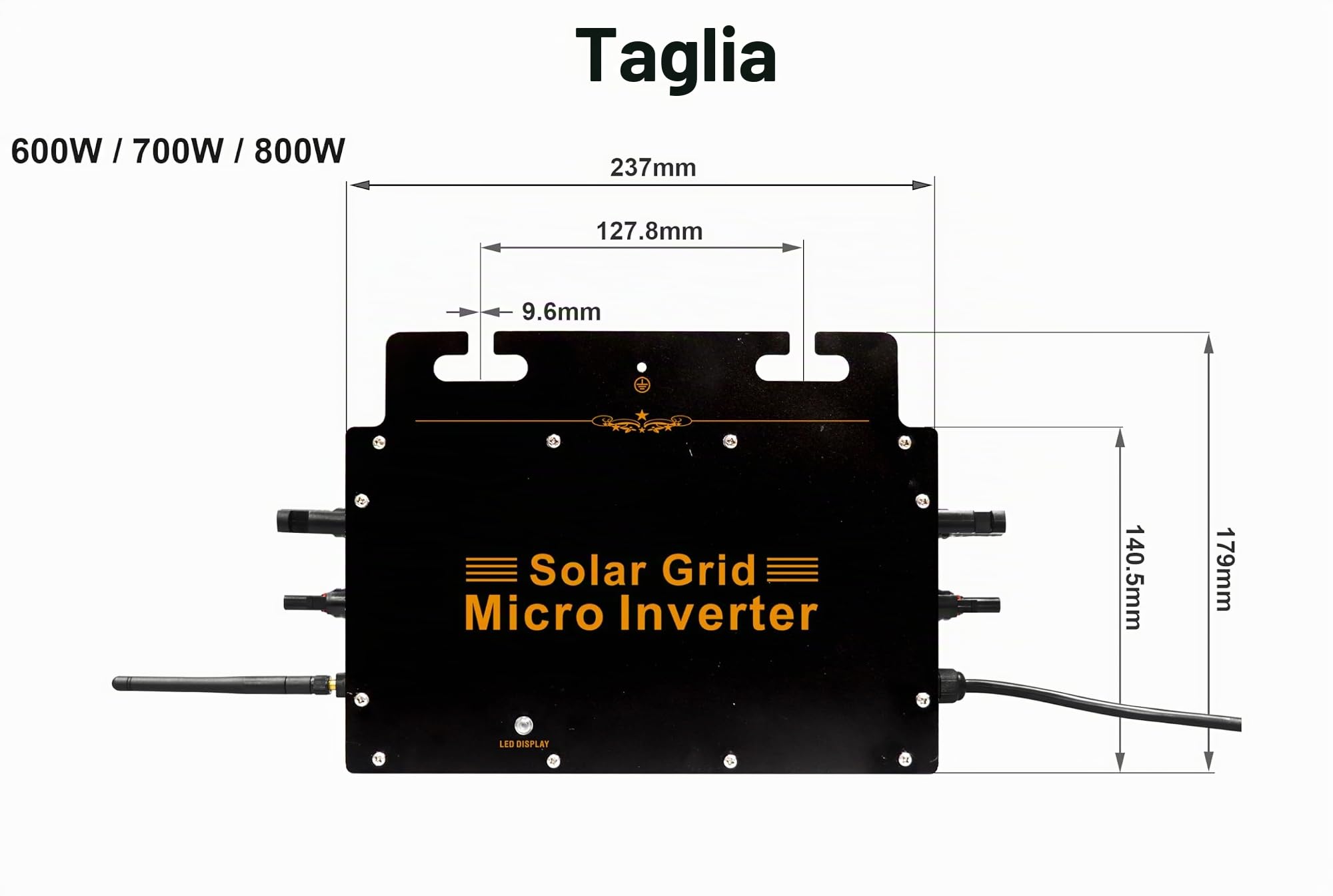 SolaMr 800W Grid Connect Inverter Micro Inverter Solare 120V/230V Auto, WIFI - Microinverter con Sorveglianza App per Casa Pannello Fotovoltaico Esterno-800W