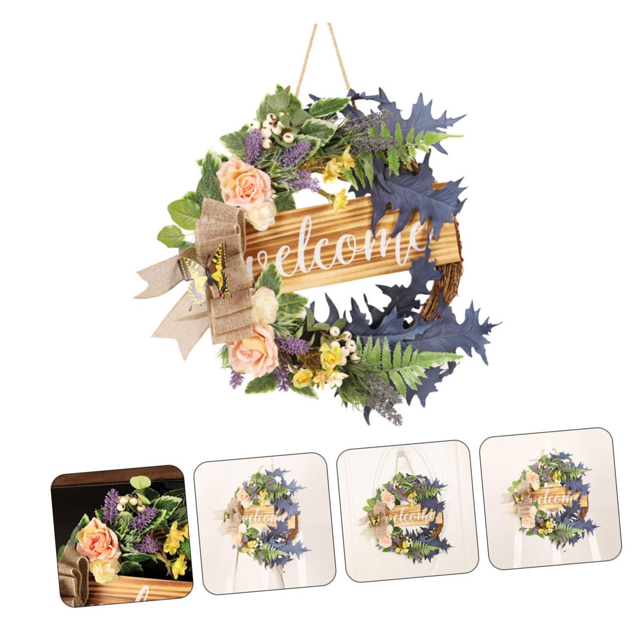 Ghirlanda Artificiale di Lavanda Farfalle, Decorazione Realistica