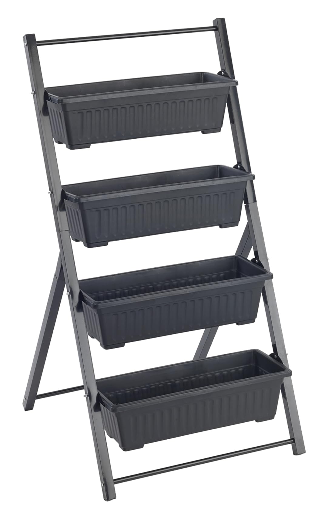 Maximex Lit surélevé Jardin Vertical 4 Niveaux pour Balcon et terrasse bacs Amovibles Plastique résistant aux intempéries 56,5 x 108 x 62 cm Noir
