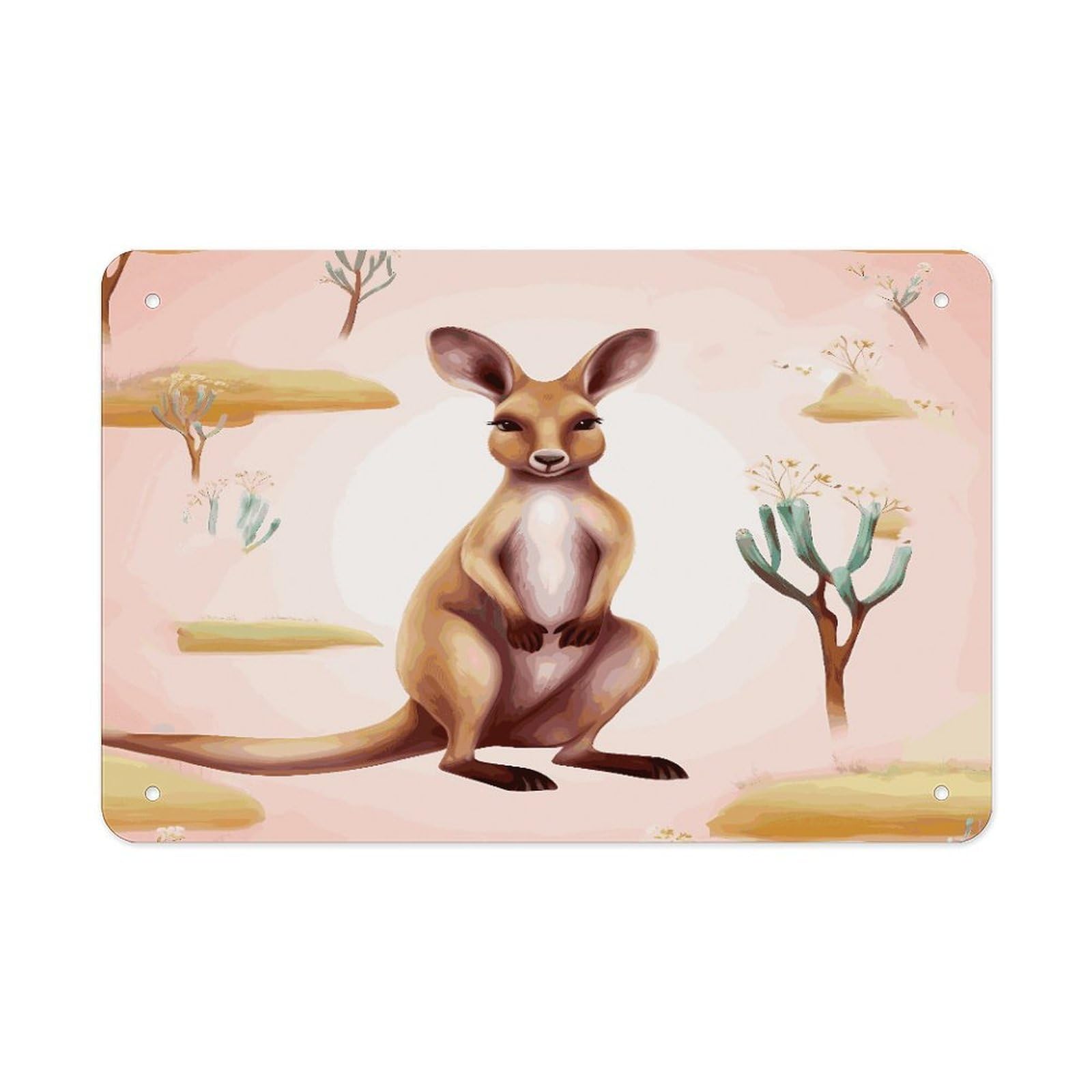 Fekiloot Style Funny Cartoon Kangaroo Zoo Metal Signs Wall Art Tin Sign