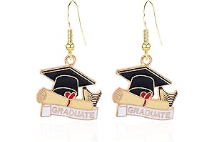 Graduation Cap Charm Dangle Drop Earrings for Her 2024