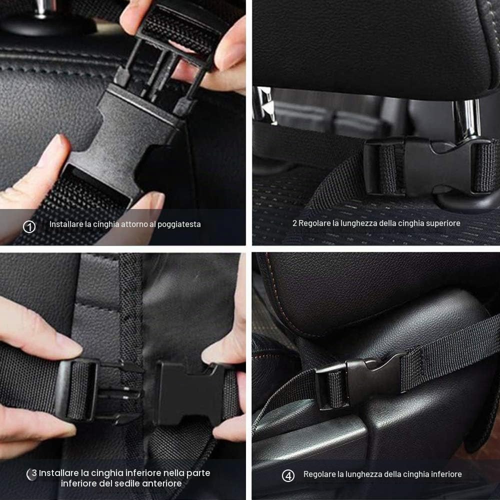 Organizer Sedile Auto Bambini, 2 Pcs Protezione Proteggi Sedile Posteriore con Multi-Tasca Portaoggetti (9 Pocket), Impermeabile Organizzatore Auto con Supporto Trasparente per 10” ipad Tablet