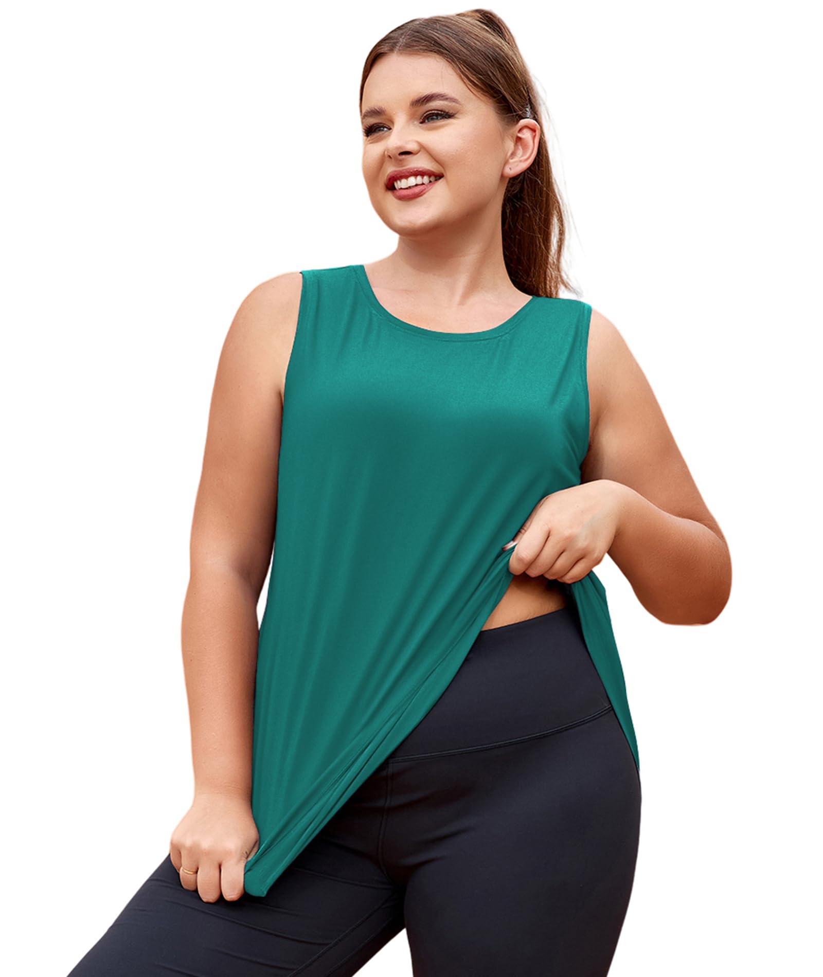 LALAGEN Plus Size Womens Workout Tank Tops Sleeveless Summer Loose Fit Flowy Yoga Athletic Running Shirts