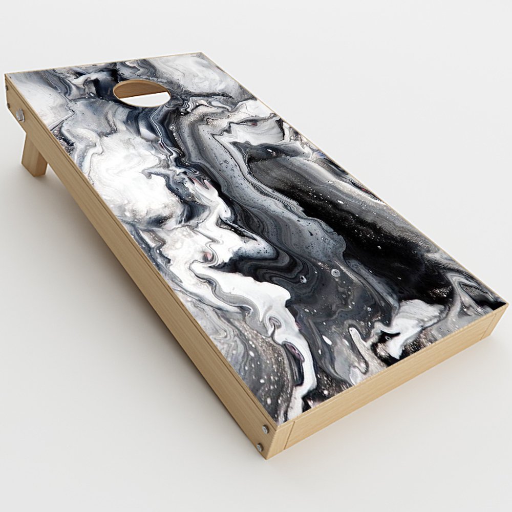 Skin Decal Vinyl Wrap for Cornhole Game Board Bag Toss (2xpcs.) Skins Stickers Cover/Marble White Grey Swirl Beautiful