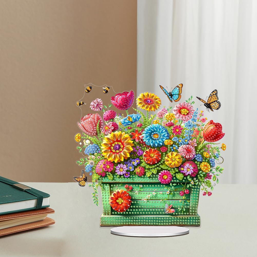 ILYUFO Diamond Art Flowerpot Kit For Adults | DIY Sparkling Planter Craft, Desktop Ornament & Gift (Fireworks Design) - View #8