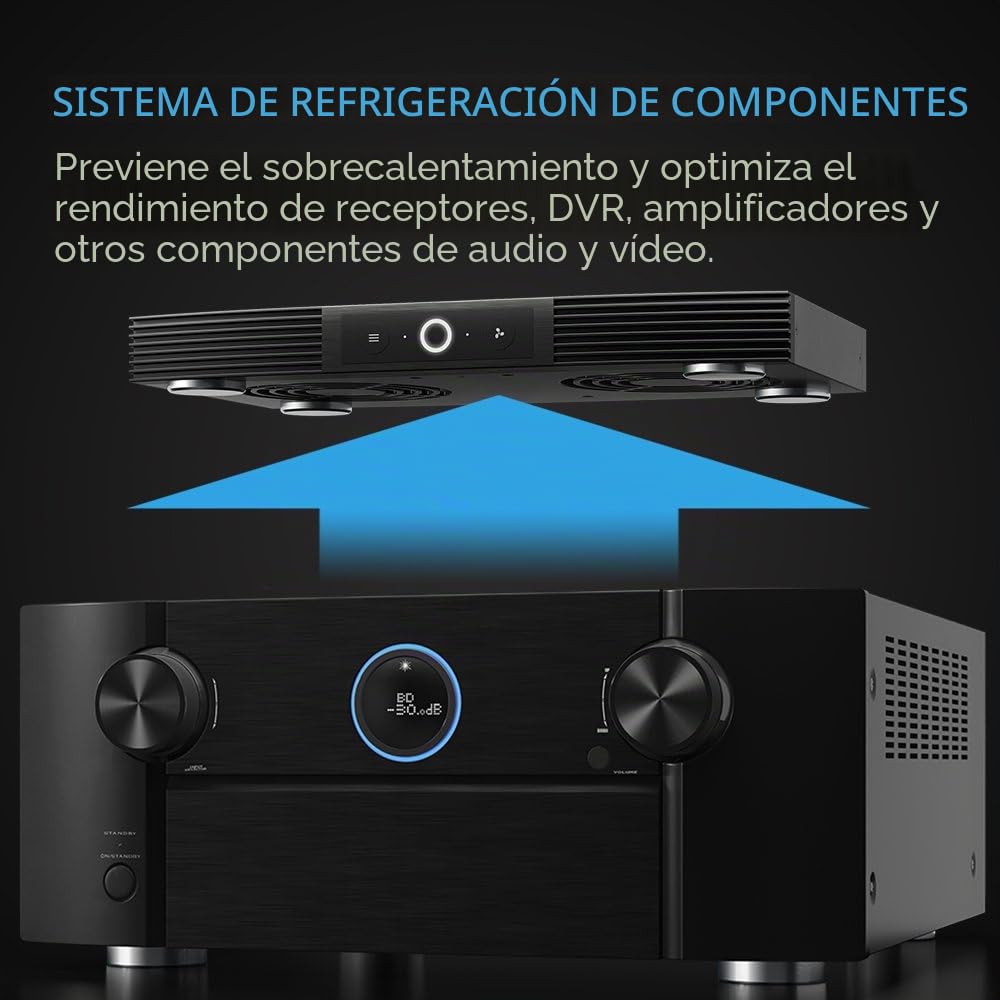 AC Infinity AIRCOM S6, 30cm sistema de ventilación silencioso de escape trasero para receptores, amplificadores, DVR y componentes de gabinete AV | Diseñado para receptores, amplificadores, DVR, componentes de gabinete AV