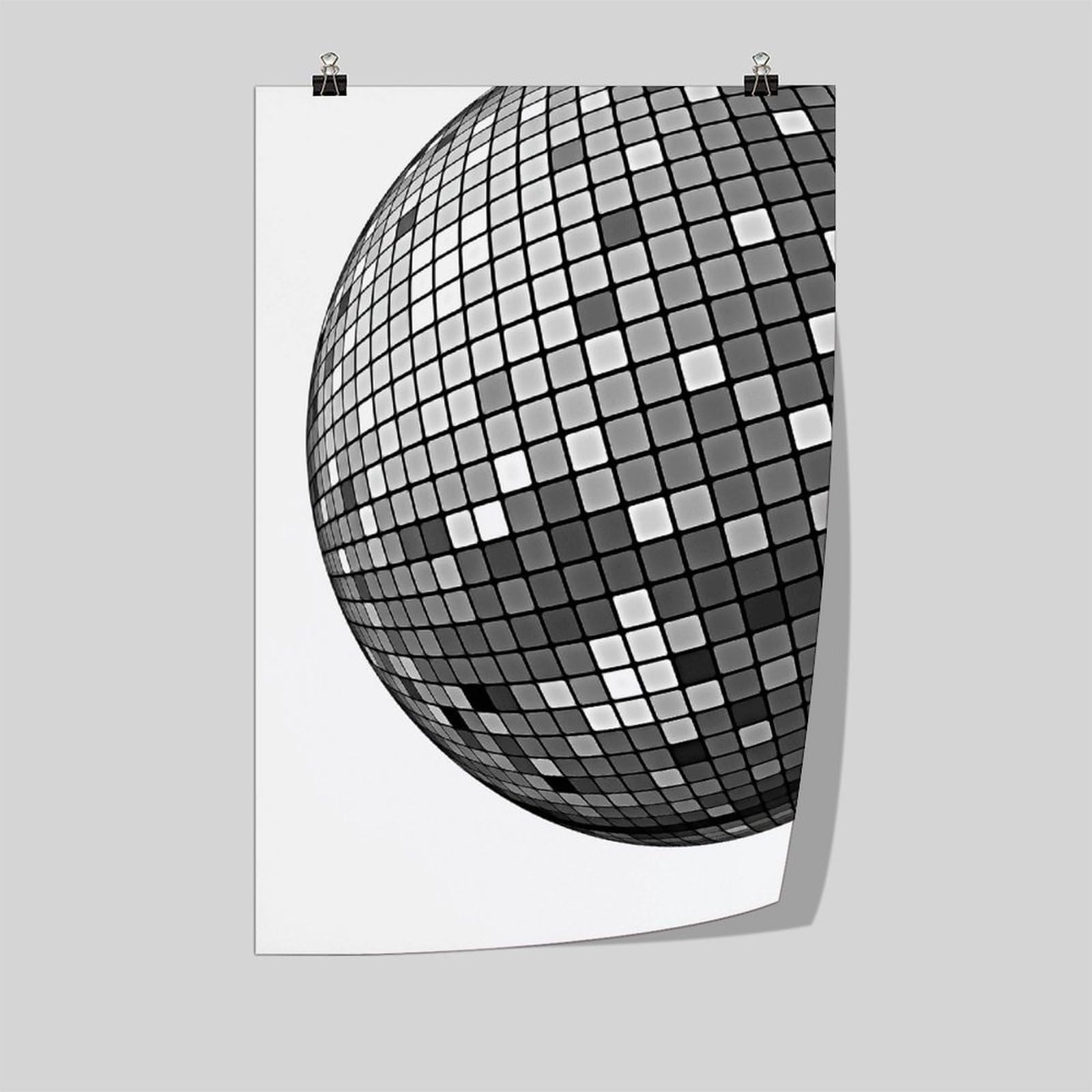 Black And White Disco Ball Poster Funky Retro Disco Posters Vintage Disco Ball Painting Trendy Party Wall Art for Modern Bar Dorm Bedroom Decor Unframe-style 24x36inch(60x90cm)
