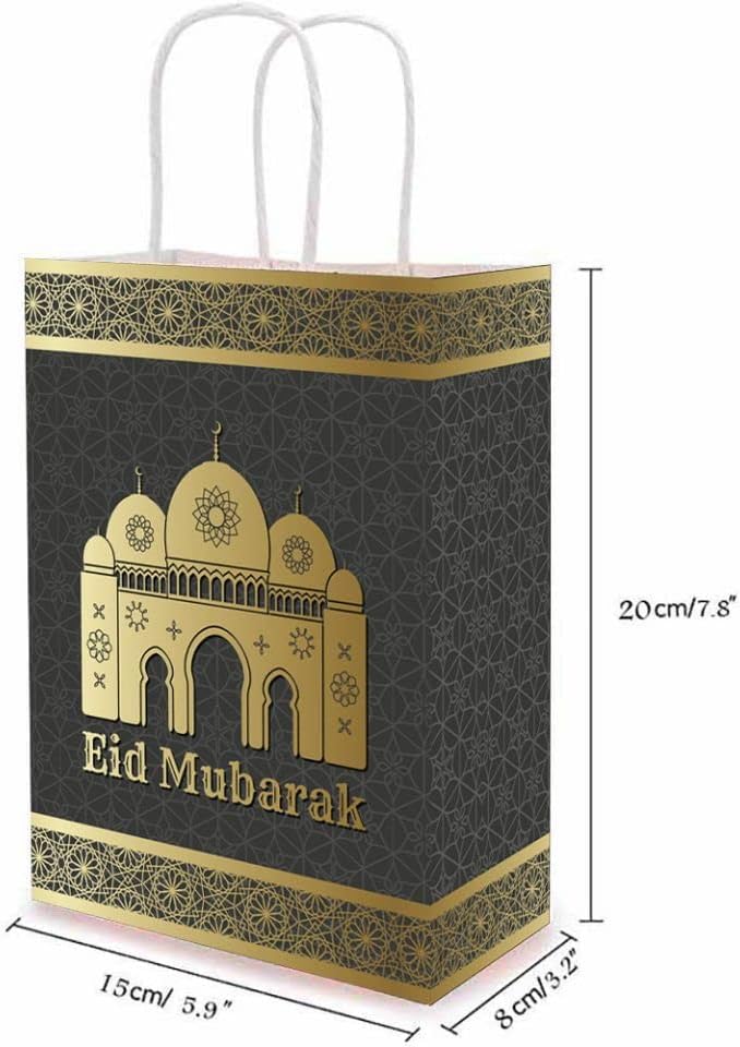 CRAWPROP Eid Mubarak Party Paper Bags Candy Gift Bags Paper Gift Bags Muslim Ramadan Party Supplies Wedding Ramadan Party Favors(Pack Of 12) - Image 2