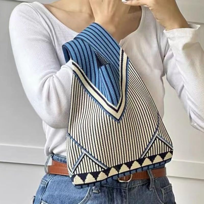 Bolso de muñeca para mujer, bolso tipo wristlet con diseño de rayas, bolsa portátil para regalo miniatura 2