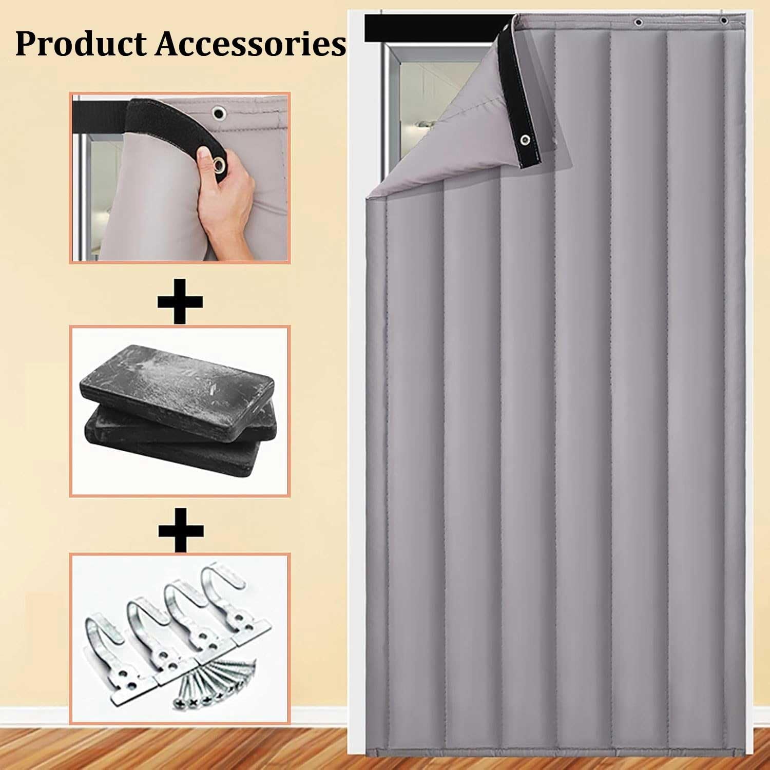 HeavyDuty Rideau de porte 100 % coton occultant à isolation thermique Séparateur de pièce pour chambre à coucher, salon, garage Marron 70 x 210 cm