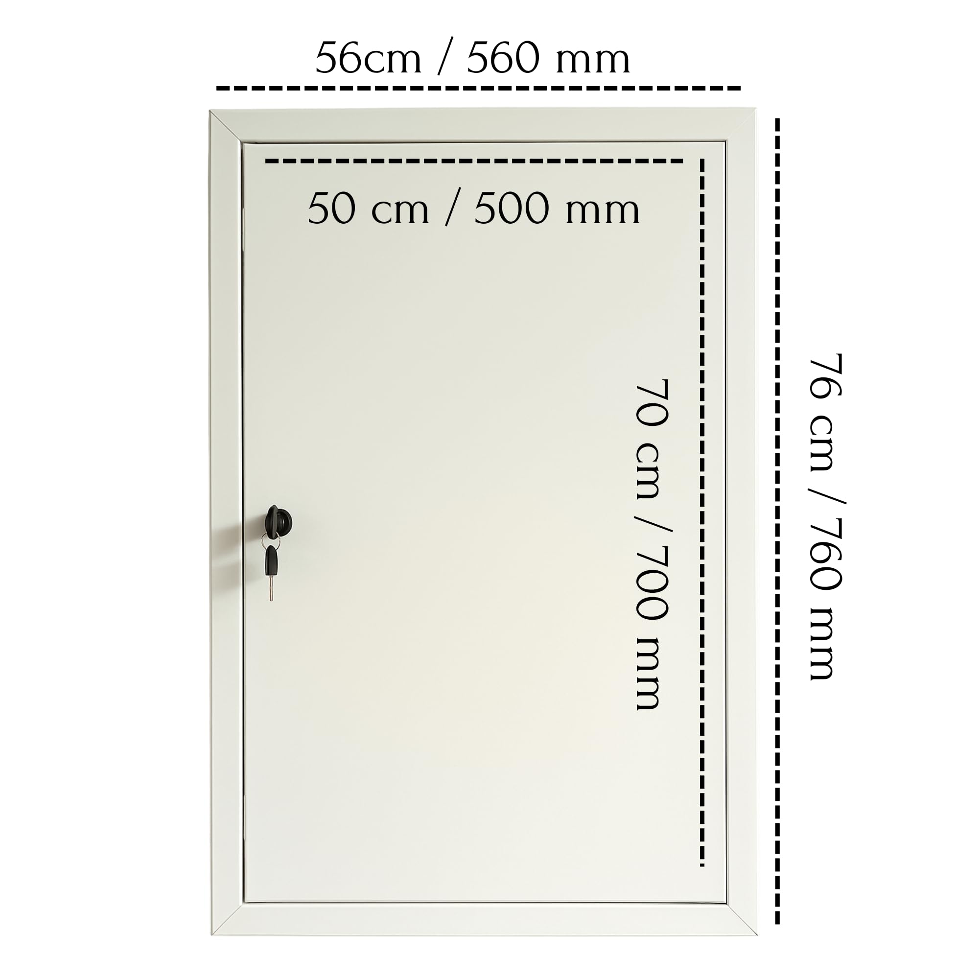 Porta Di Ispezione In Metallo TMALASER 40x70 Cm – Acciaio Zincato, Colore Bianco, Serratura A Chiave, Montaggio A Parete