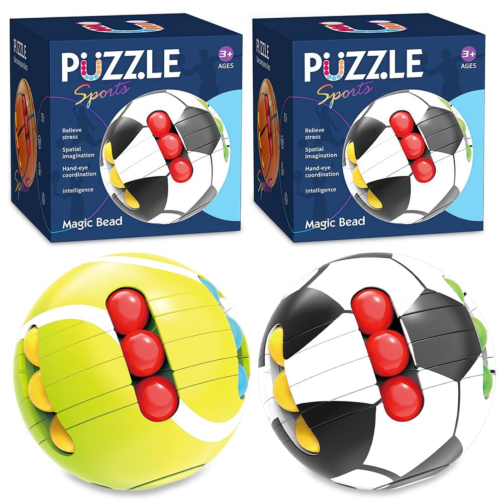 2PCS Puzzle Sport Ball Toys, 3D Brain Teasers and Puzzle Games for Kids and Adults, Intelligence 6cm Small Magic Bead, Adult Relieve Stress,Hand Sport, Fun Travel Toys for Teenage Girls C