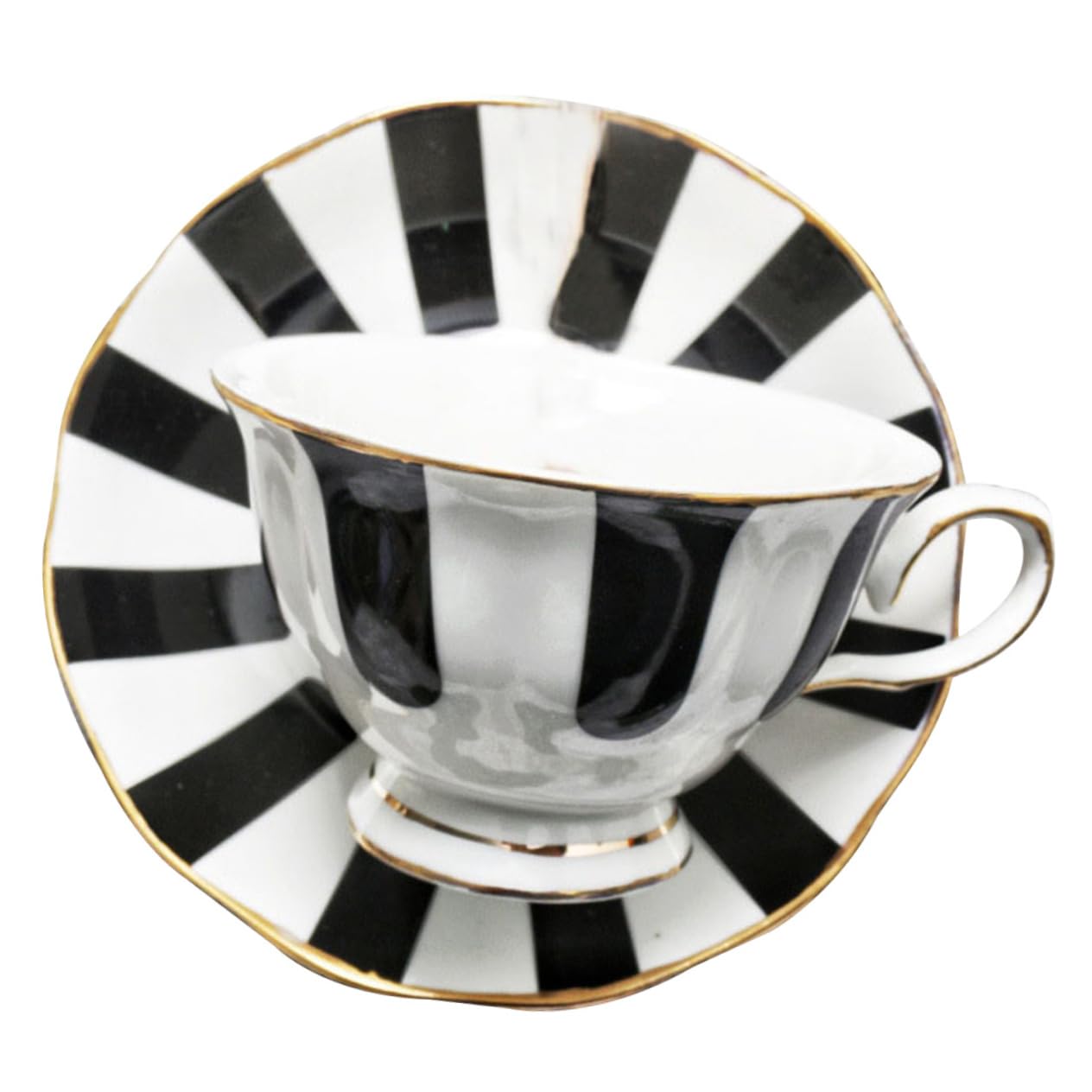 Tasse à Café Soucoupe à Pois, Lot de 1 Set de Set, Céramique Noire