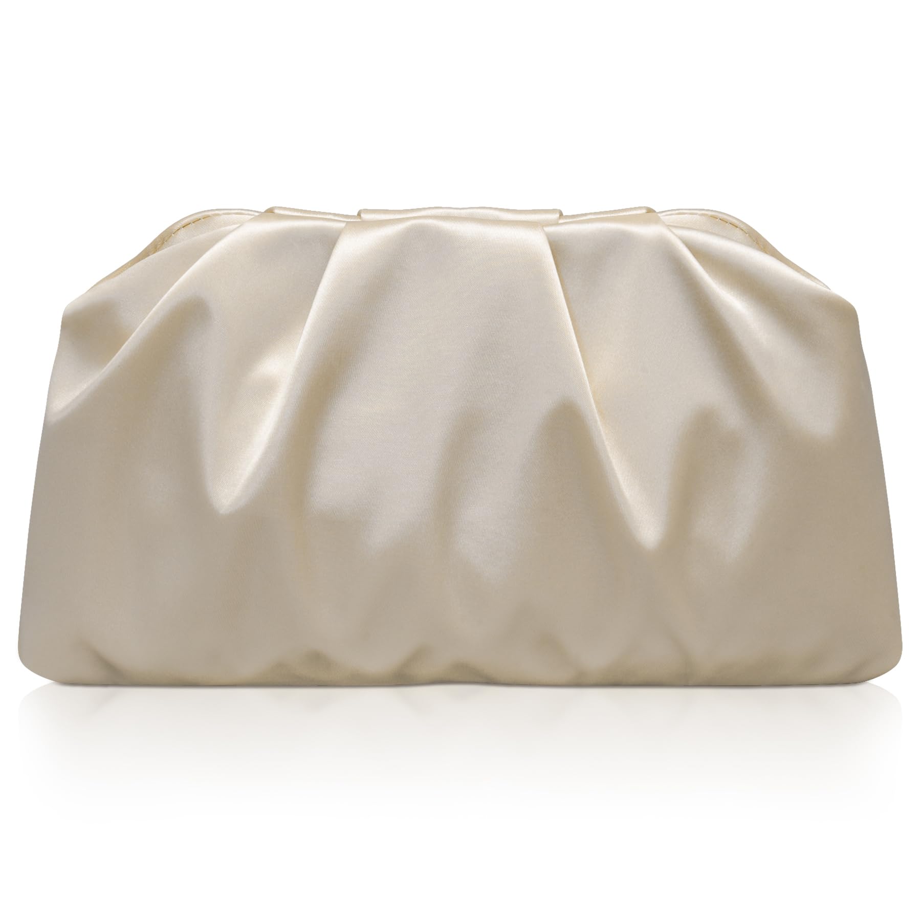 Larcenciel Pochettes et Clutches Femme, Pochette Femme Chic en Satin Champagne avec Design Plissé Élégant, Sac à Main pour Cérémonie Mariage & Soirée, Sac à Bandoulière avec Chaîne Détachable