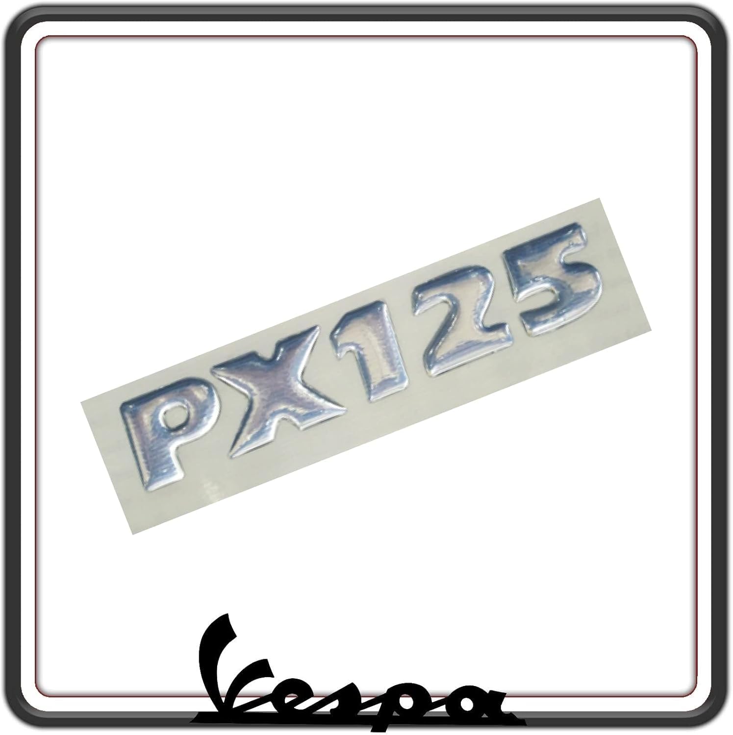Placa con texto PX 125 para capó lateral compatible con Vespa PX 125