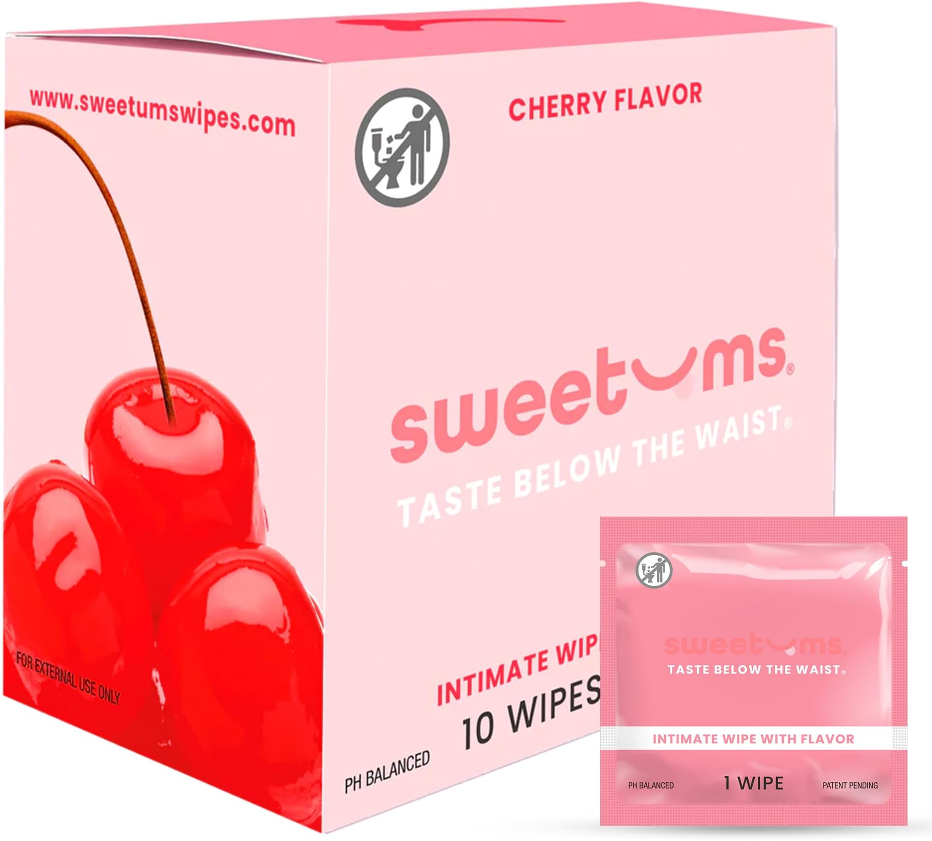 Sweetums Feminine Wipes For Women, Individually Wrapped pH Balanced Flavored