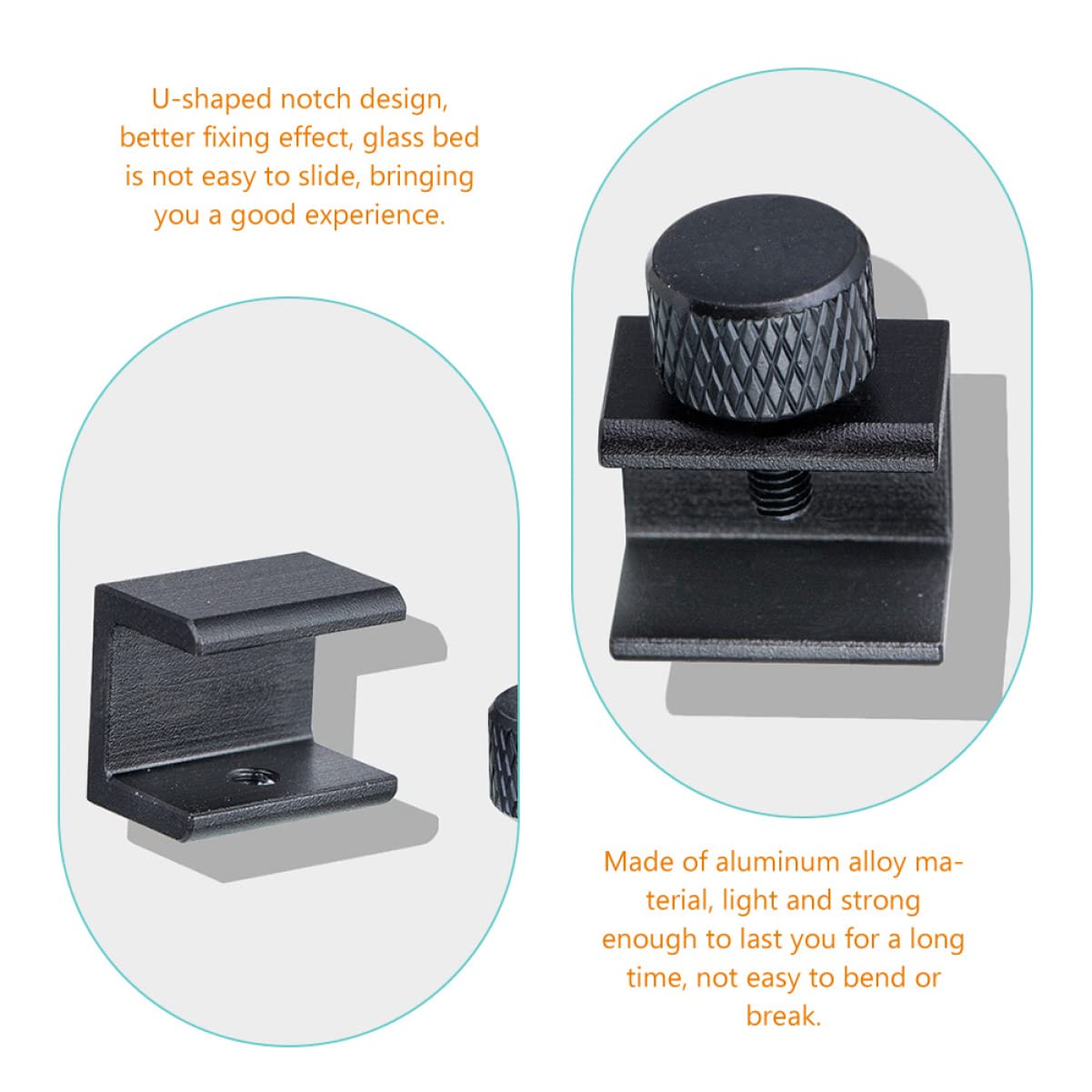 ULTECHNOVO 5 Sätze Heißbett-glasklemme 3d-drucker Glasbett-clip Universalklemme Aus Aluminiumlegierung Einfach Zu Installieren Starker Halt 8 Stück * 5