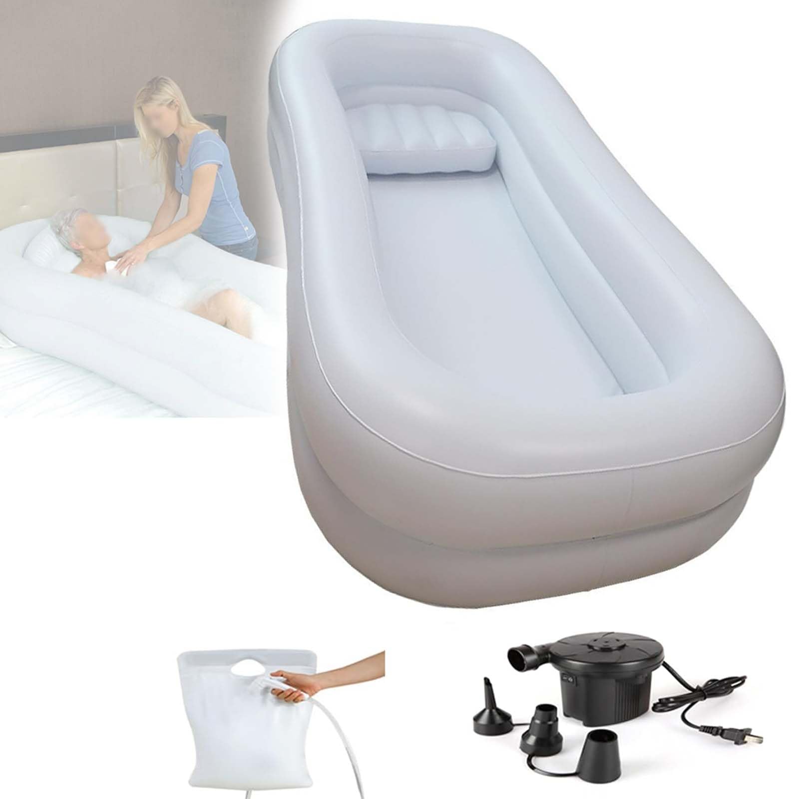 Bañera inflable para adultos, sistema de lavabo con bomba de aire eléctrica, ideal para personas con discapacidad y ancianos, solución de lavado conveniente