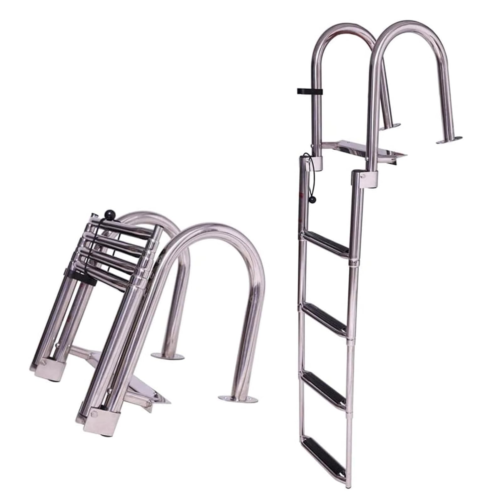 Bath Scaletta Pooler Acciaio Inox Piscina Capo Telescopico Leader 4 Gradini Pieghevoli Boat, Galleggiante Copertura Con Maniglie E Ampio Pedale Per Yacht Marino Dock