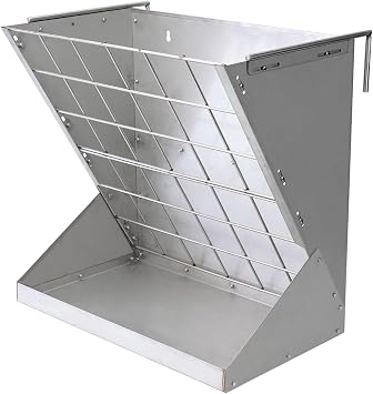 Heavy-Duty Hay Feeder,Combo Goat Horse Feeder for Hay and Grain,Galvanized Metal Wall Mounted Livestock Feeder with Adjustable Distance for Deer,Seep,Pony and Miniature Horses