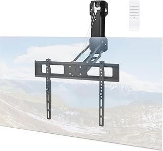 Motorized Fireplace TV Wall Mount for 32 to 75 inch Screen up to 88 lbs, Drop Down TV Mount Height-Adjustable, Black