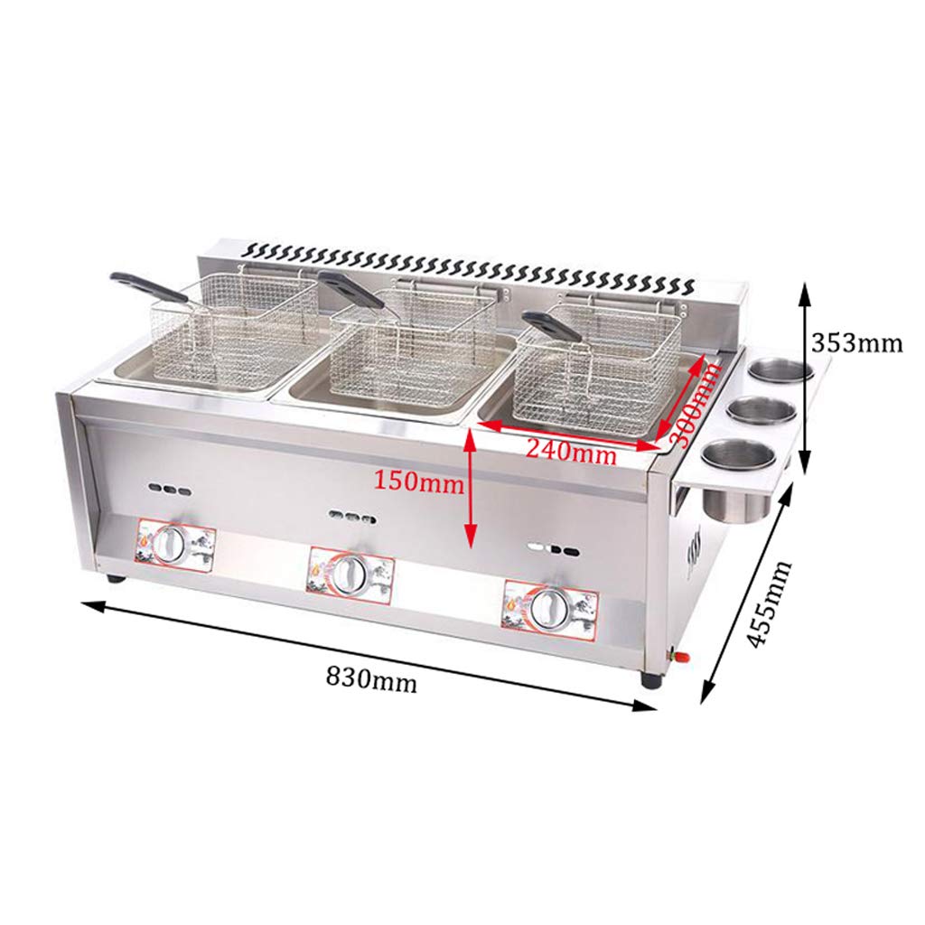 Friggitrice a gas da 18 litri Macchina per friggitrice a gas di grande capacità Friggitrice a GPL in acciaio inossidabile Friggitrice commerciale con cestini per friggitrice per cucina